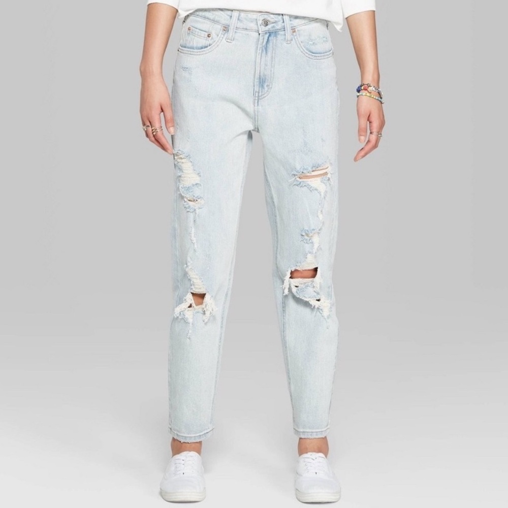 wild fable Light Wash Distressed High-Rise Jeans